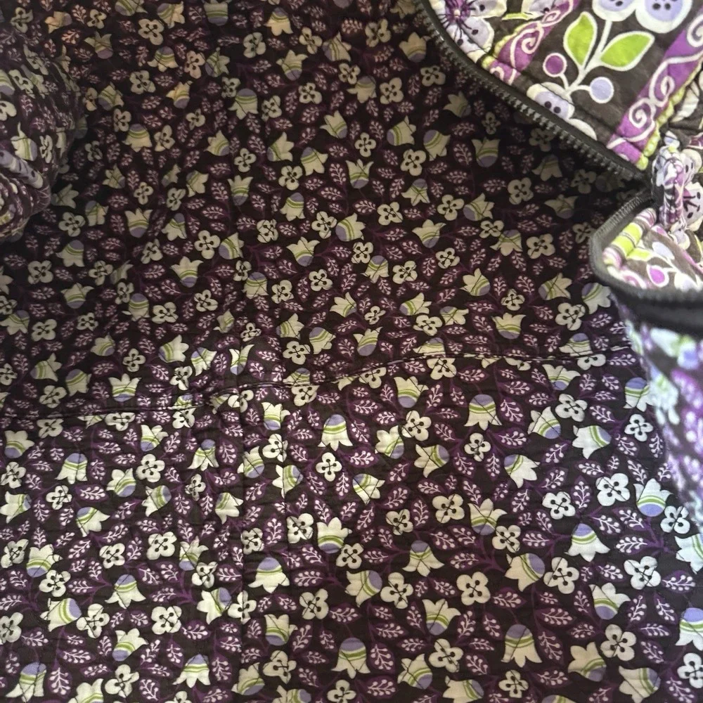 VERA BRADLEY Plum Petals XLQuilted Floral Zip Tote Bag Purple/Brown/Green